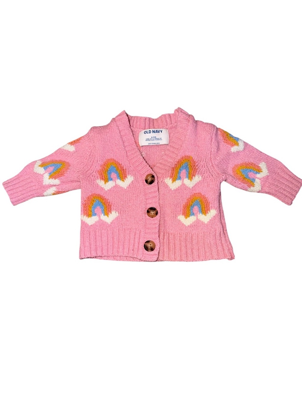 Old Navy Pink Rainbow Motif Knit Cardigan